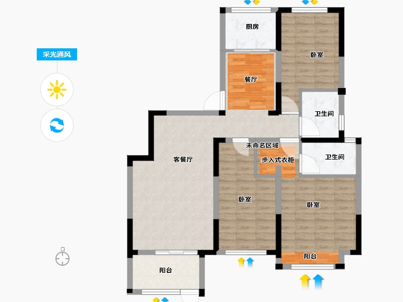 河南省-郑州市-正商林溪铭筑-100.50-户型库-采光通风