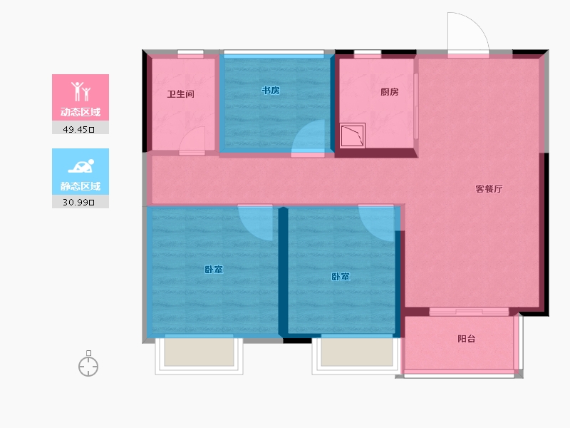 河南省-郑州市-朗悦公园道1号-71.00-户型库-动静分区