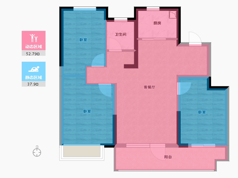 山东省-烟台市-中梁樾山府-81.00-户型库-动静分区