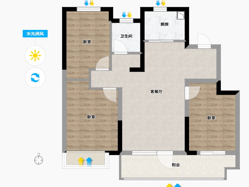 山东省-烟台市-中梁樾山府-81.00-户型库-采光通风