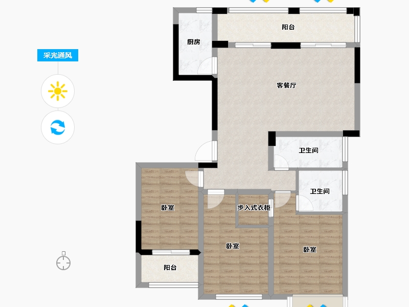 浙江省-金华市-中梁湖滨首府-103.00-户型库-采光通风