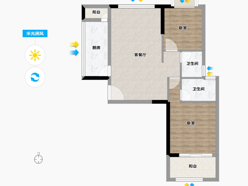 福建省-龙岩市-龙地万福城-71.85-户型库-采光通风