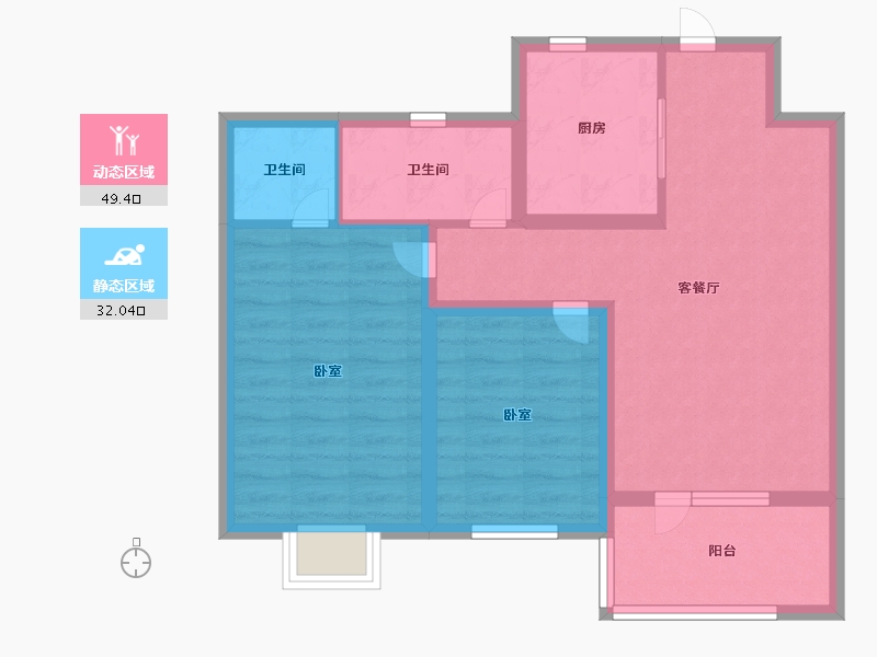 山东省-青岛市-海信公园里-71.99-户型库-动静分区