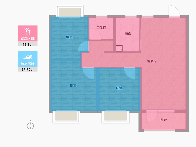 山东省-烟台市-中海锦城-81.00-户型库-动静分区