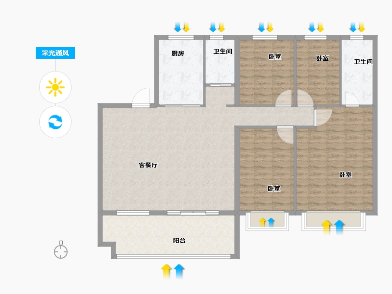 河南省-郑州市-碧桂园象府-130.00-户型库-采光通风