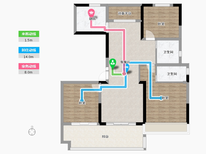 河南省-安阳市-昌建青风墅院-104.00-户型库-动静线