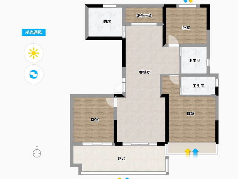 河南省-安阳市-昌建青风墅院-104.00-户型库-采光通风