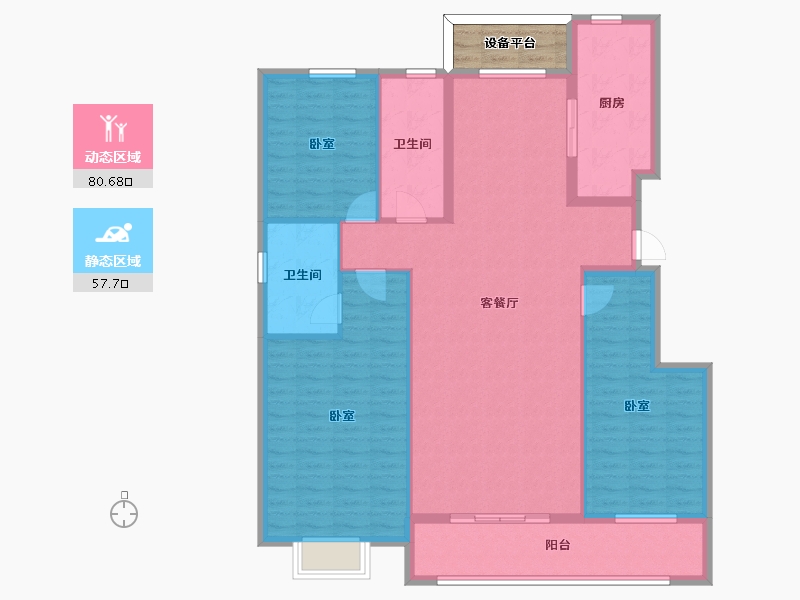 山东省-烟台市-丰金紫金山庄-129.64-户型库-动静分区