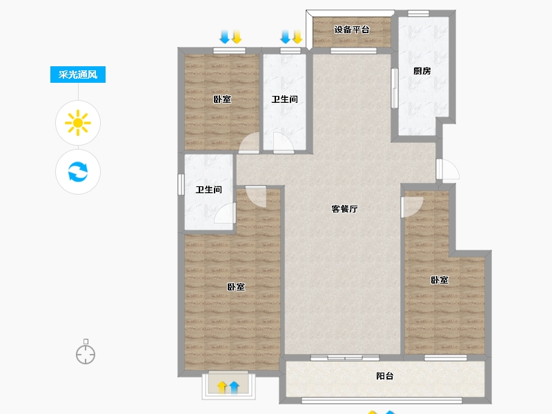 山东省-烟台市-丰金紫金山庄-129.64-户型库-采光通风