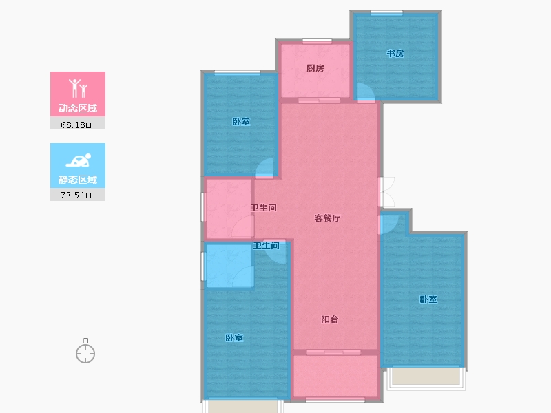 河南省-焦作市-沁阳东方银座-128.00-户型库-动静分区