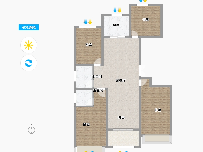 河南省-焦作市-沁阳东方银座-128.00-户型库-采光通风