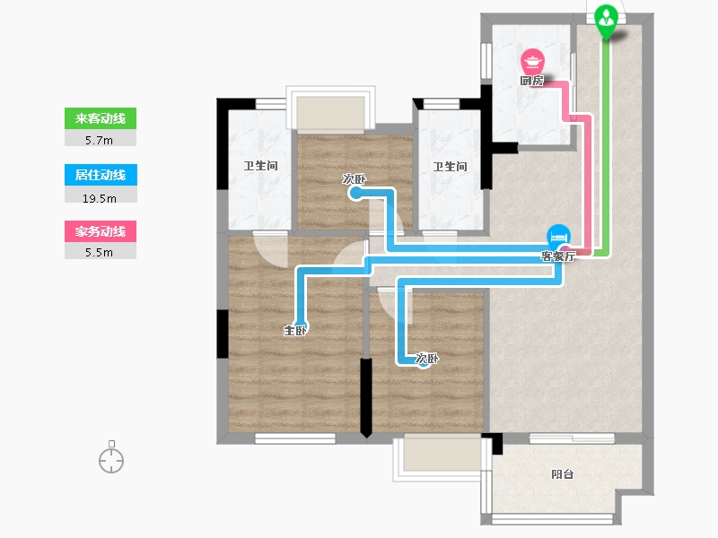 福建省-福州市-万科紫台-74.39-户型库-动静线