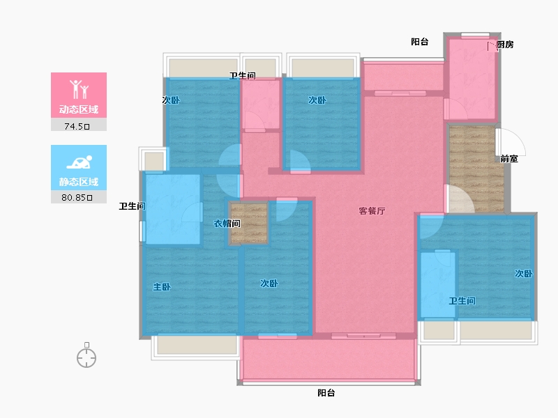 安徽省-宣城市-昊域公园四季-148.00-户型库-动静分区