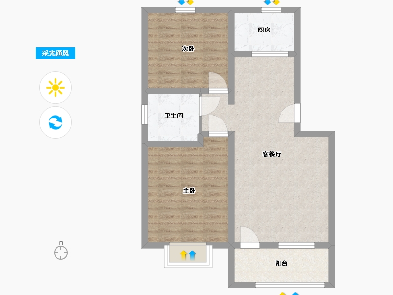 山东省-青岛市-伟信青岛小镇-70.00-户型库-采光通风