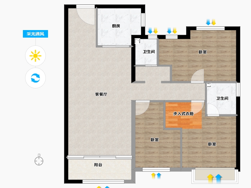 河南省-安阳市-嘉洲花悦-110.00-户型库-采光通风