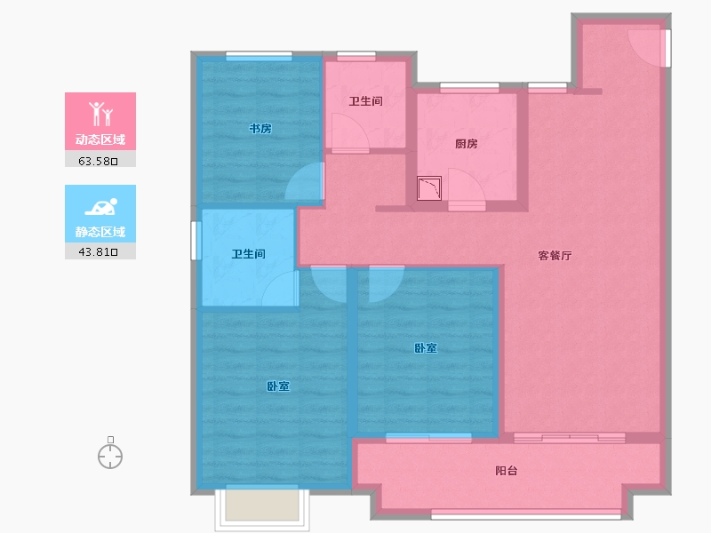 山东省-烟台市-新力珑湾-96.00-户型库-动静分区