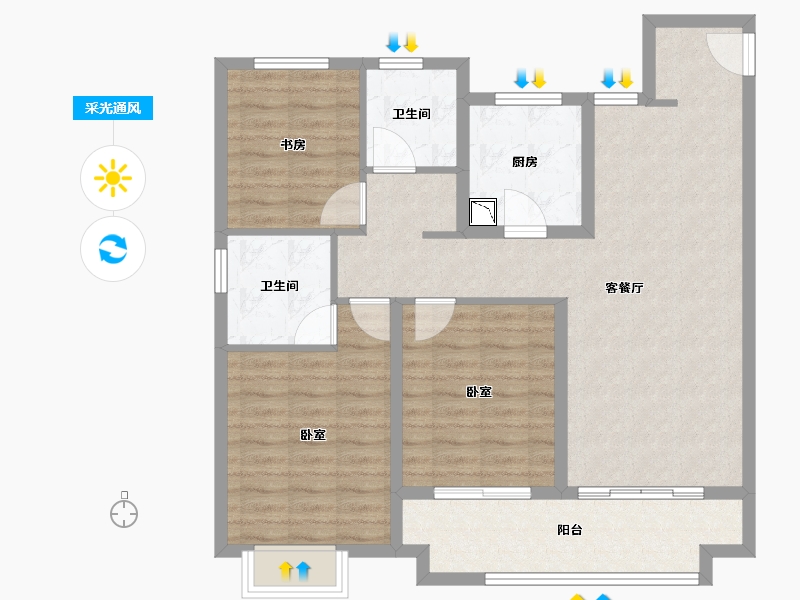 山东省-烟台市-新力珑湾-96.00-户型库-采光通风