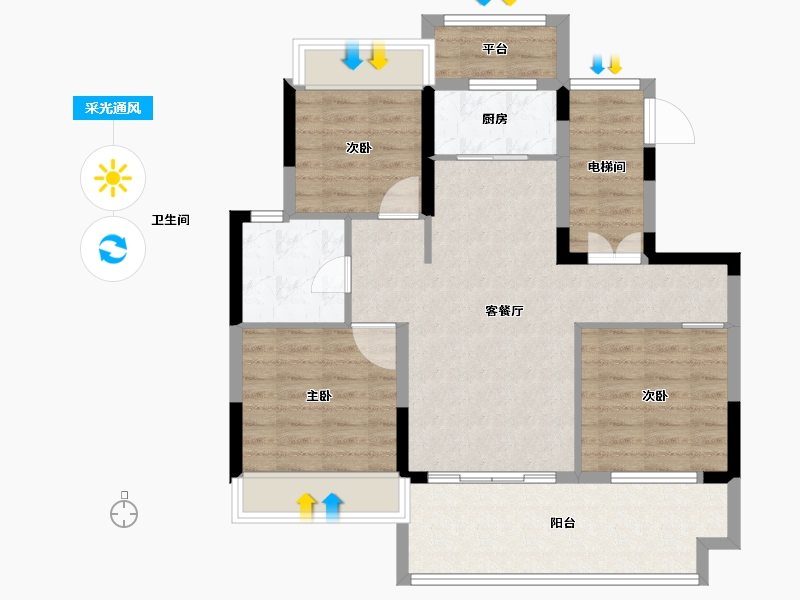 安徽省-宣城市-石榴·玉兰湾-85.00-户型库-采光通风