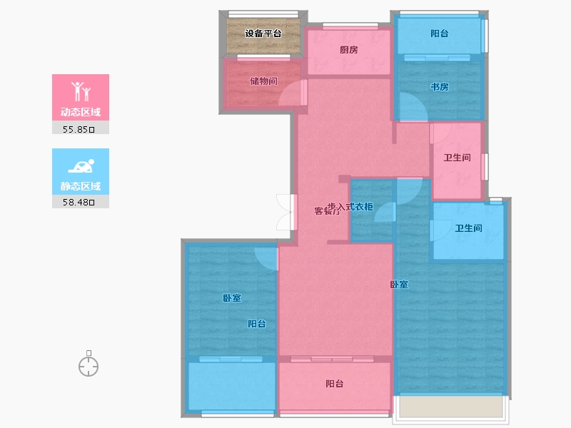 浙江省-绍兴市-万固滨江越珑府-106.00-户型库-动静分区