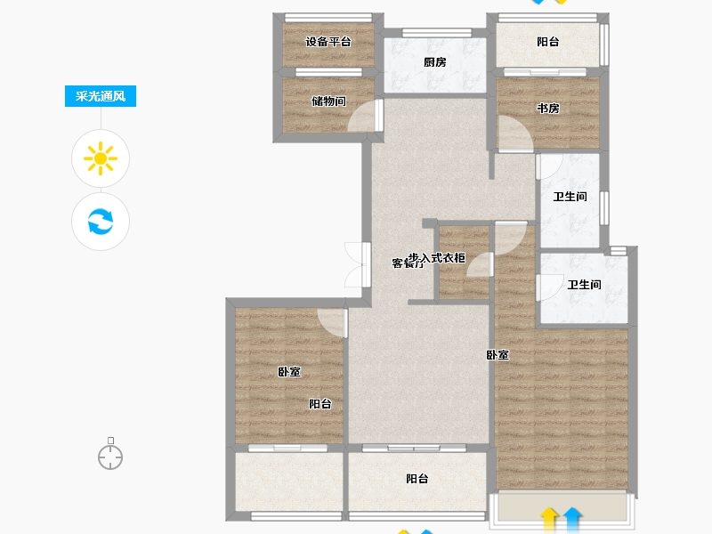 浙江省-绍兴市-万固滨江越珑府-106.00-户型库-采光通风