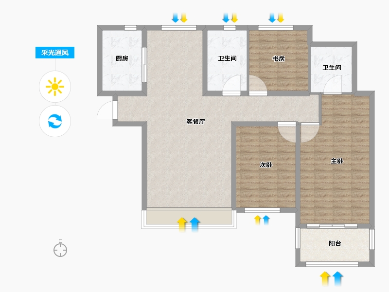 山东省-威海市-保利红叶谷-113.99-户型库-采光通风