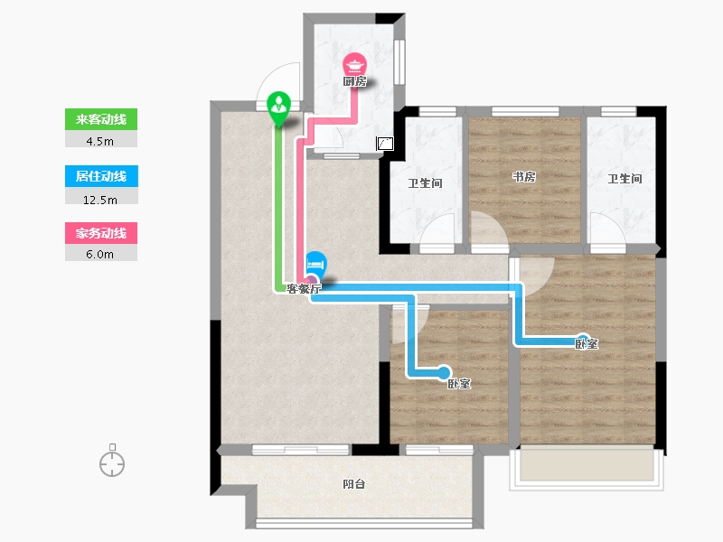 河南省-洛阳市-锦艺云锦天章-86.00-户型库-动静线