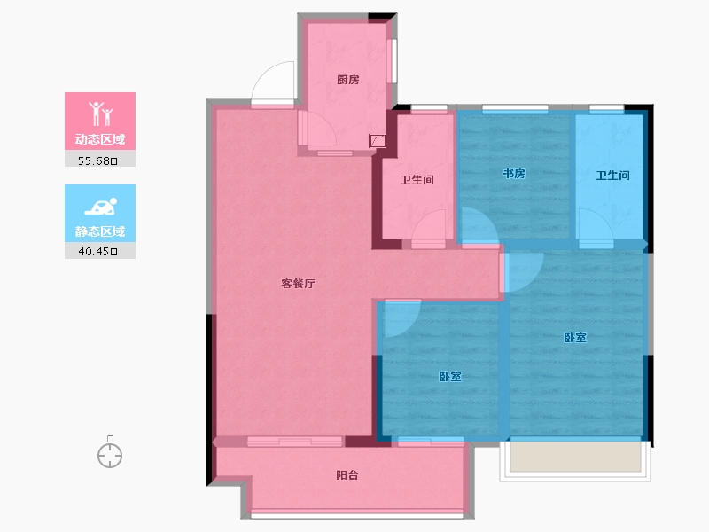 河南省-洛阳市-锦艺云锦天章-86.00-户型库-动静分区