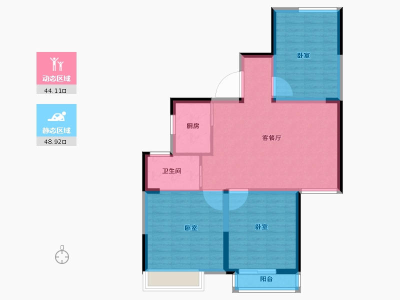 河南省-安阳市-水木清华龙熙地-84.00-户型库-动静分区