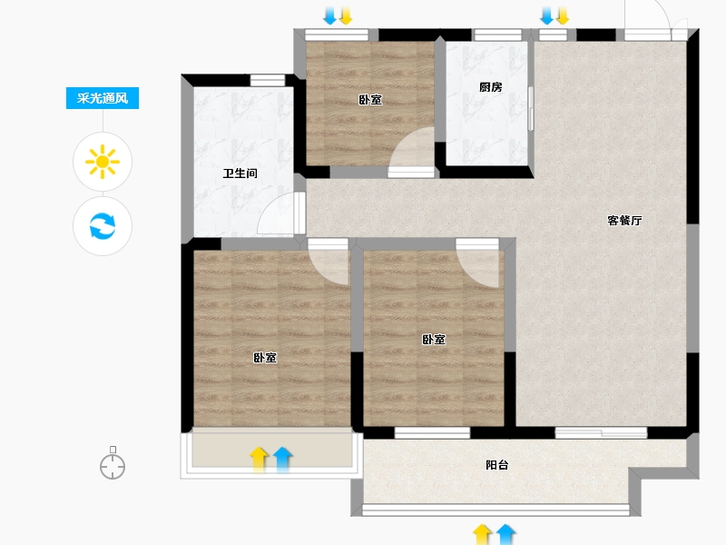 河南省-安阳市-水木清华龙熙地-86.00-户型库-采光通风