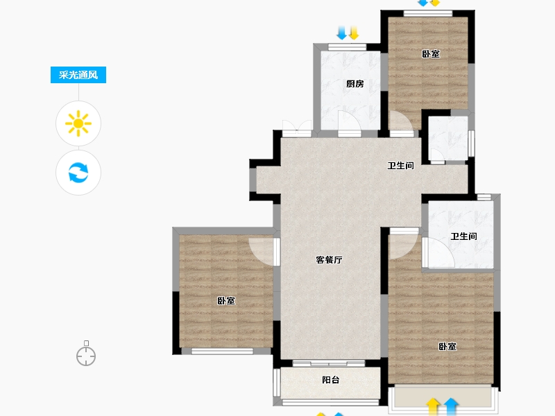 河南省-焦作市-金山东方花园-101.14-户型库-采光通风