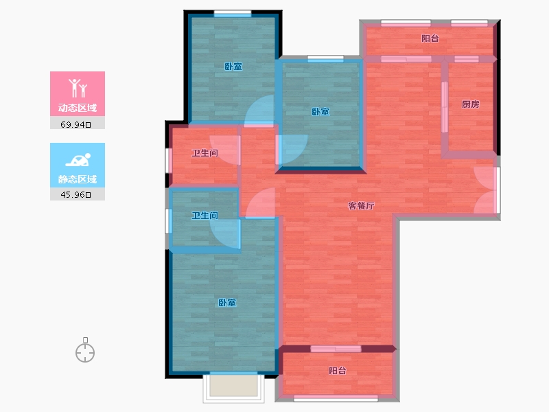 河南省-郑州市-鼎盛阳光城-103.00-户型库-动静分区