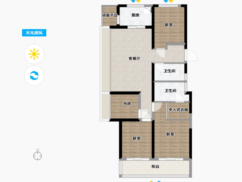 浙江省-舟山市-融创金成芸麓大观-104.00-户型库-采光通风