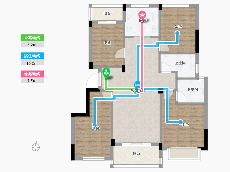 浙江省-金华市-滨江德信公园壹号-91.00-户型库-动静线