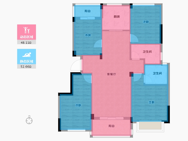 浙江省-金华市-滨江德信公园壹号-91.00-户型库-动静分区