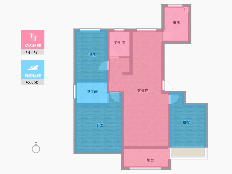 山东省-菏泽市-江南神韵-87.13-户型库-动静分区