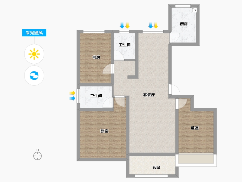 山东省-菏泽市-江南神韵-87.13-户型库-采光通风