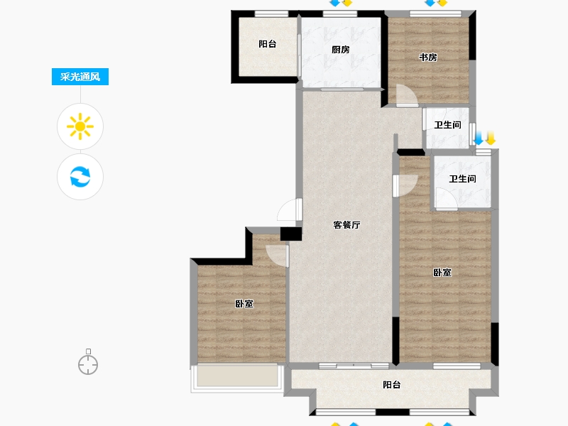 山东省-烟台市-恒达祥合院-105.99-户型库-采光通风