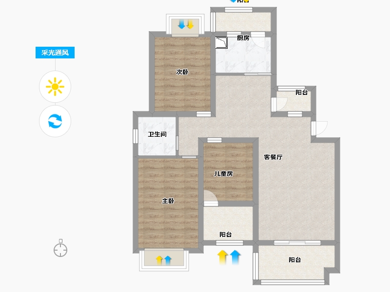 江西省-宜春市-上高印象-78.99-户型库-采光通风