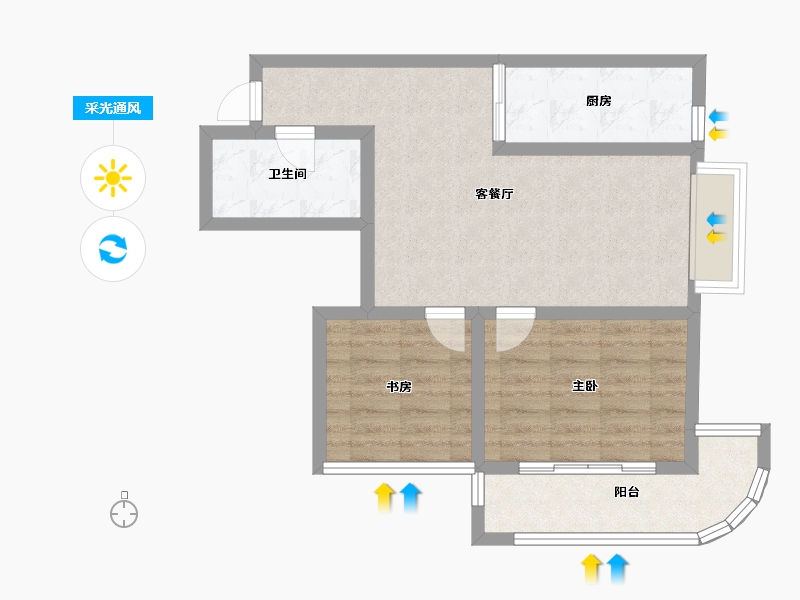 山东省-威海市-金海湾国际公馆-60.99-户型库-采光通风