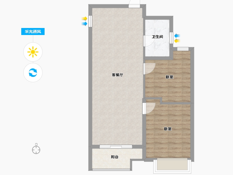 山东省-烟台市-恒达祥合院-65.00-户型库-采光通风