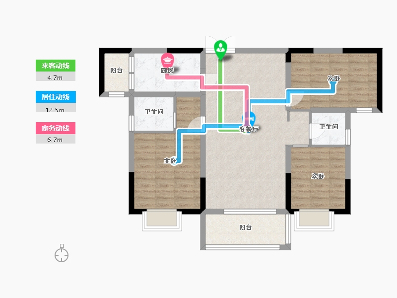 江西省-宜春市-金时代·北湖国际-93.29-户型库-动静线