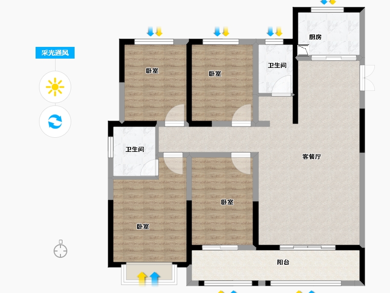 河南省-安阳市-中圣龙栖湾-121.00-户型库-采光通风