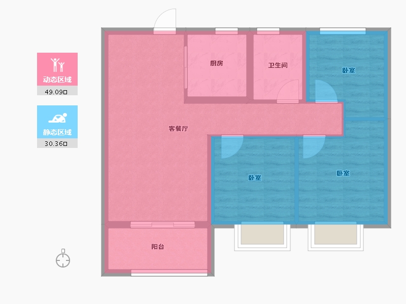 山东省-青岛市-墨上花开-71.00-户型库-动静分区