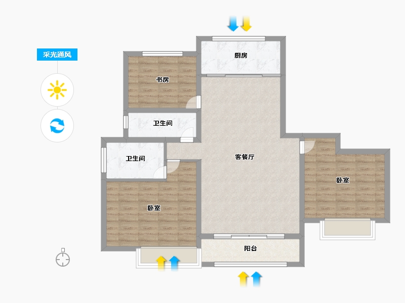 山东省-聊城市-祥泰万和城-95.99-户型库-采光通风