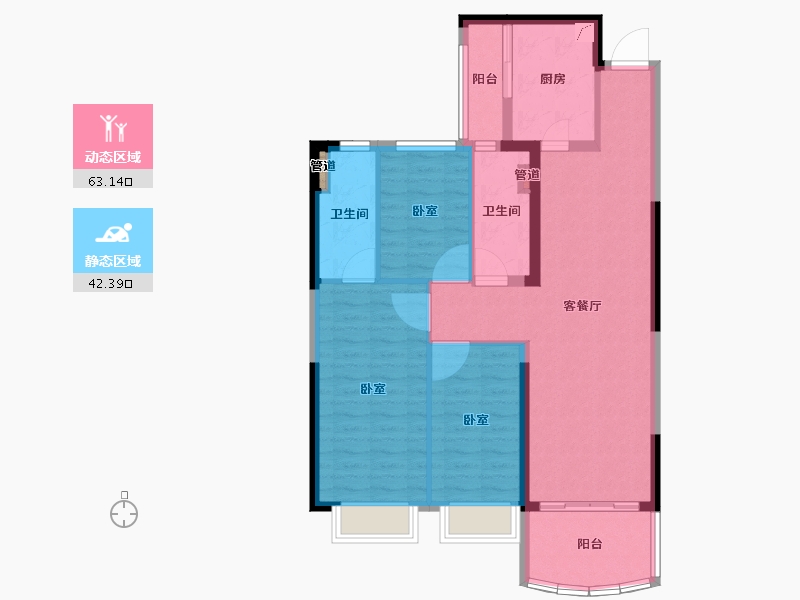 安徽省-合肥市-新滨湖恒大文化旅游城-95.00-户型库-动静分区