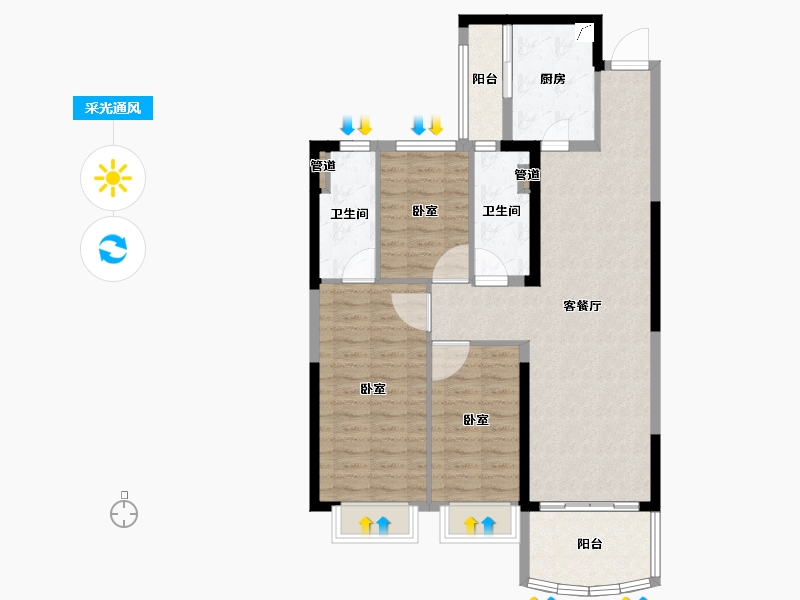 安徽省-合肥市-新滨湖恒大文化旅游城-95.00-户型库-采光通风