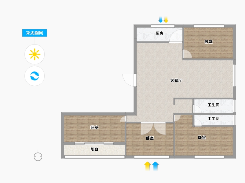 山东省-聊城市-顺合广场-110.51-户型库-采光通风