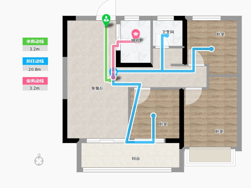 河南省-郑州市-坤达江山筑-70.00-户型库-动静线