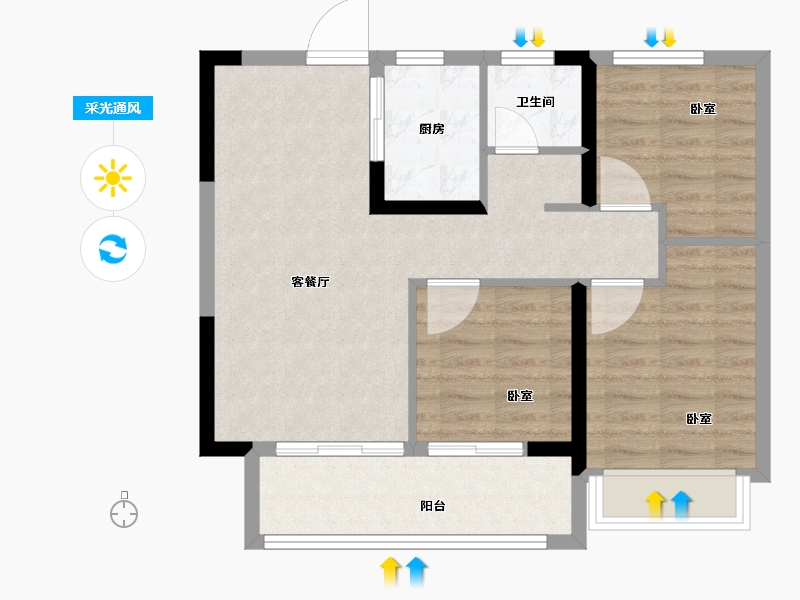 河南省-郑州市-坤达江山筑-70.00-户型库-采光通风