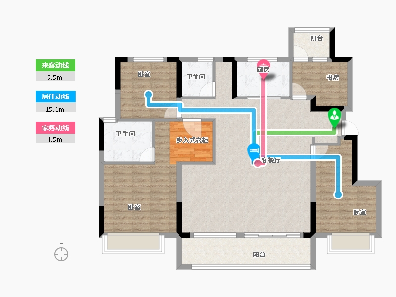 河南省-郑州市-坤达江山筑-114.00-户型库-动静线